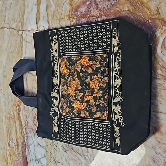 Black canvas mini tote bag w/ Autumn Fall design - Picture 1 of 4
